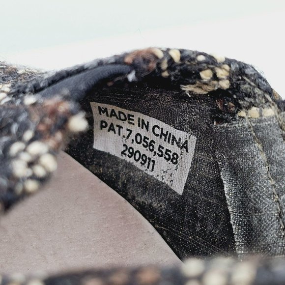 Toms Stella Tweed Peep Toe Wedges 6 Black Brown Cream Slip On Boucle Houndstooth - Picture 10 of 13